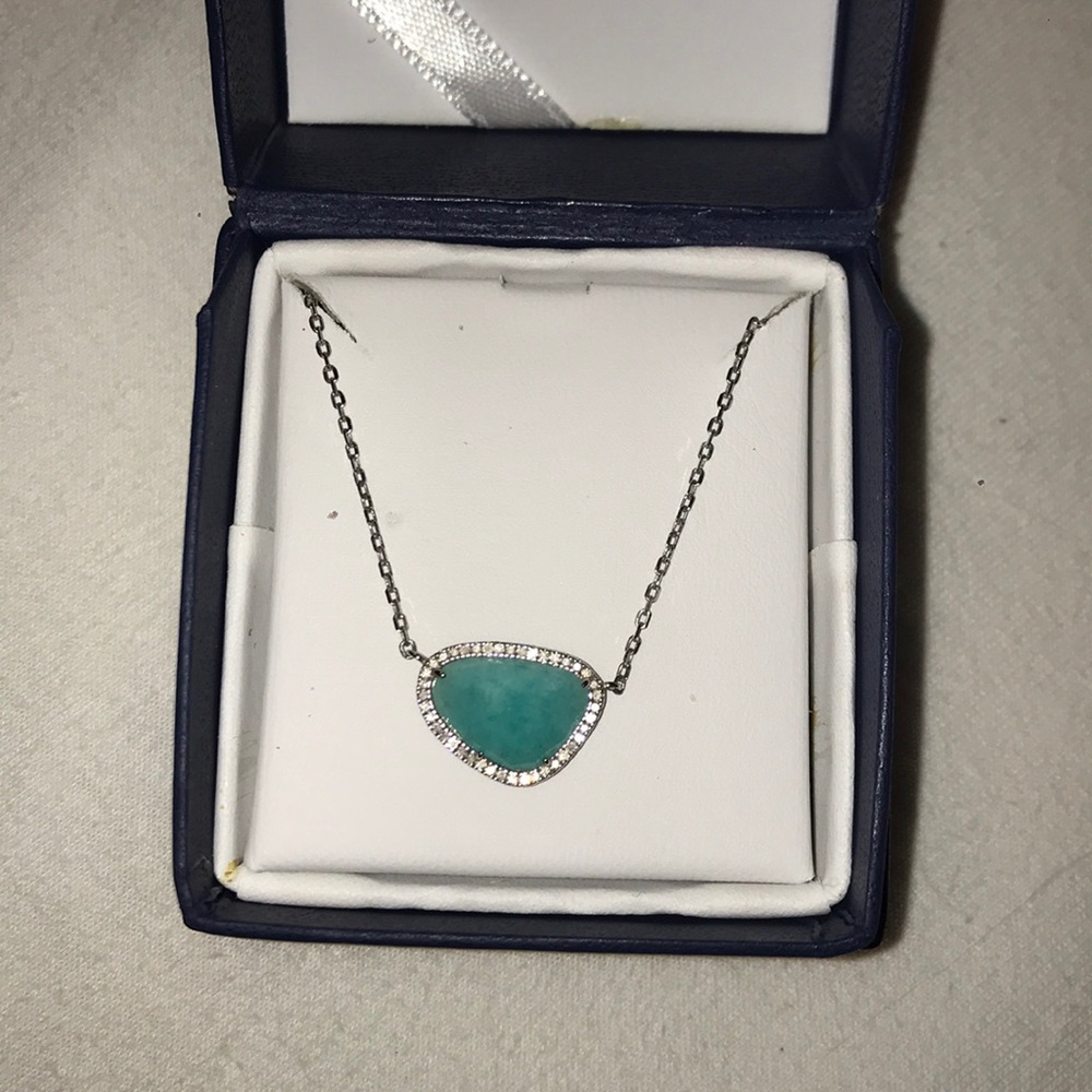 Amazonite and diamond necklace